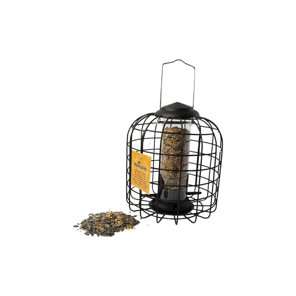 Fuglefoderhus med gitter til fr